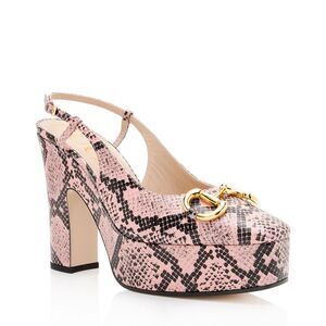 Gucci Python Embossed Horsebit Slingback Platform Pumps - Size 8.5 / 38.5